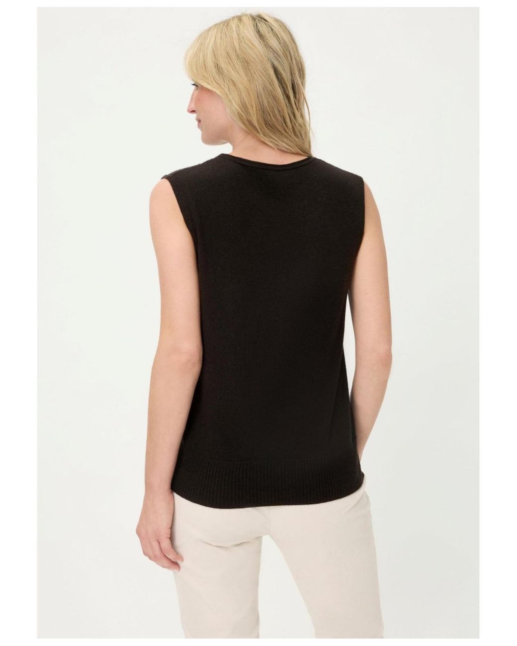 Olsen Rib Knit Shell in Black | Lyst