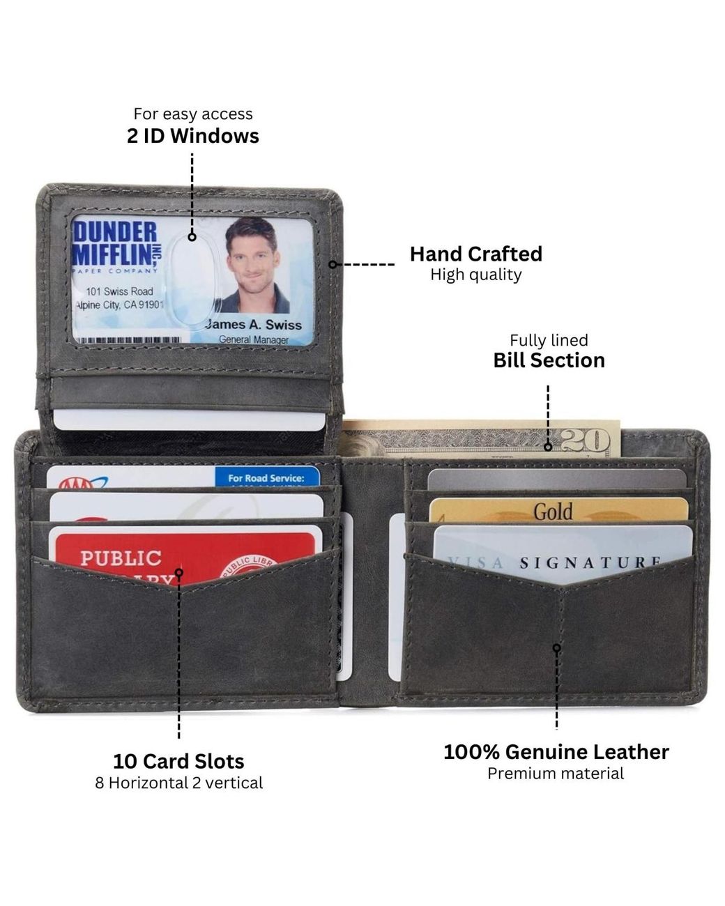 Pass Case Alpine Swiss Genuine Leather Passcase Bifold Wallet Rfid Safe 2 Id ...