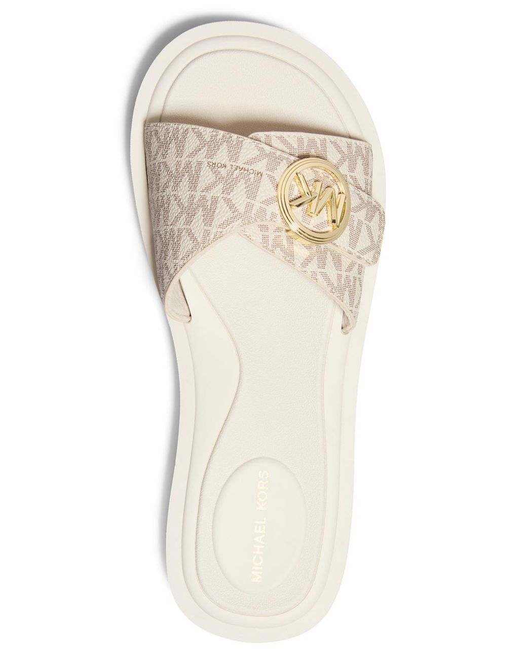 Michael Kors White Open Toe Mk Pool Slides Sandals