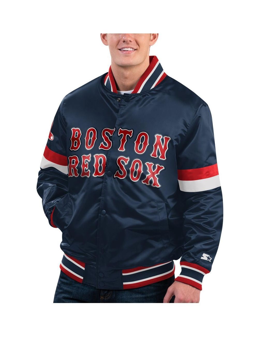 Starter Distressed Boston Red Sox Home Game Satin Full-snap