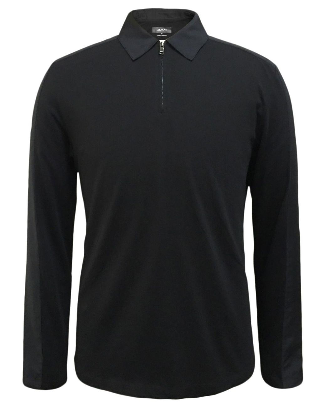 Alfani Cotton Woven Pieced Long-sleeve Polo, Created For Macy's in Deep Black (Black) for Men - Lyst