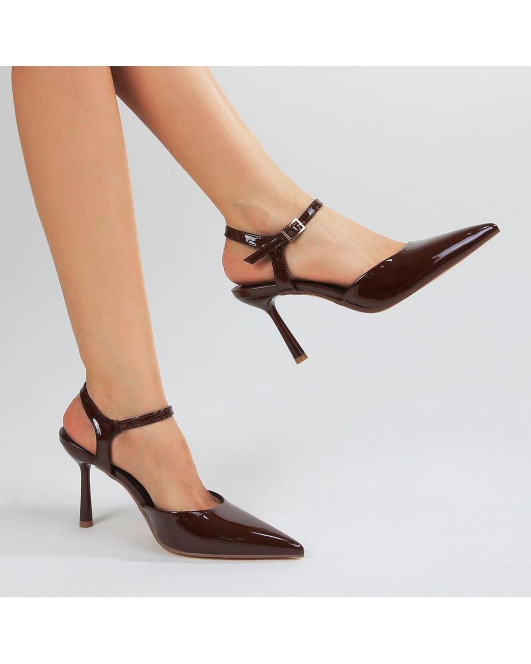 BERNESS Brown Cesia Ankle Strap Heels