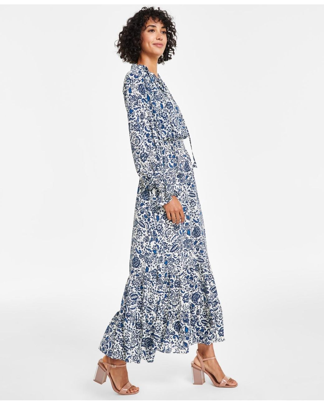 【Vince】 Tie-waist maxiドレス Vince Camuto Women's Paisley Tie-Waist Maxi Shirtdress - Macy's