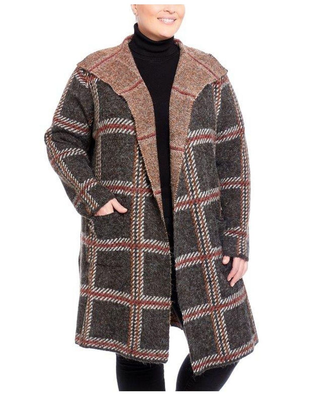 Joseph A Plus Size Drape Collar Coatigan Sweater | Lyst