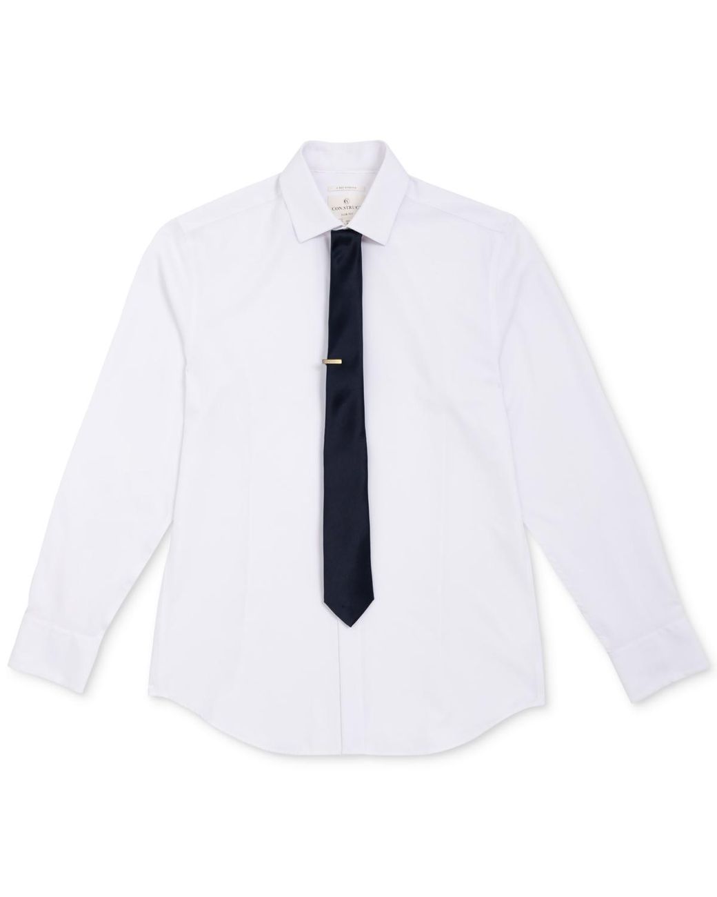 Con.struct Blue Solid Tie & 1" Tie Bar Set for men