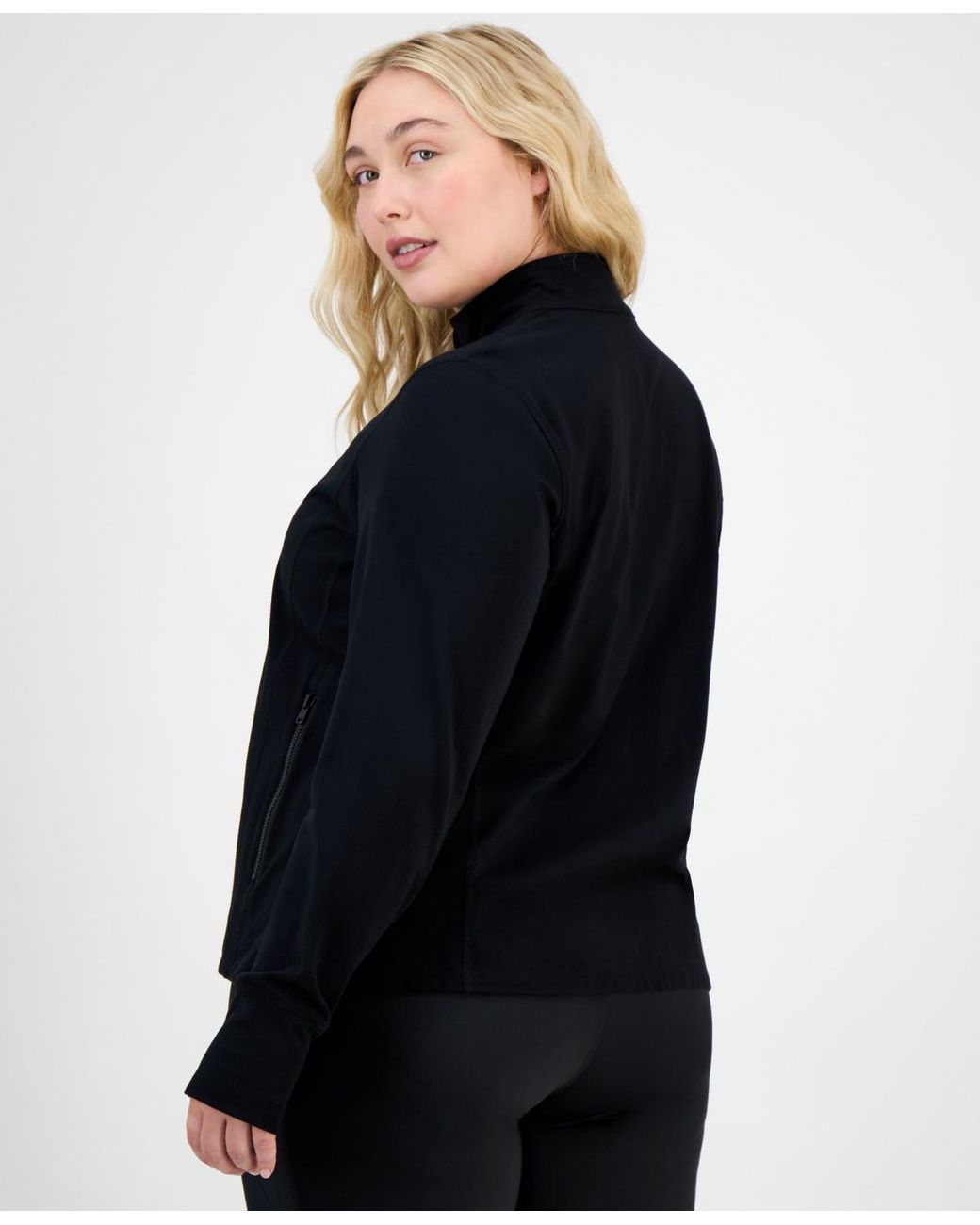 ID Ideology Blue Plus Size Soft Flex Solid Full-zip Jacket