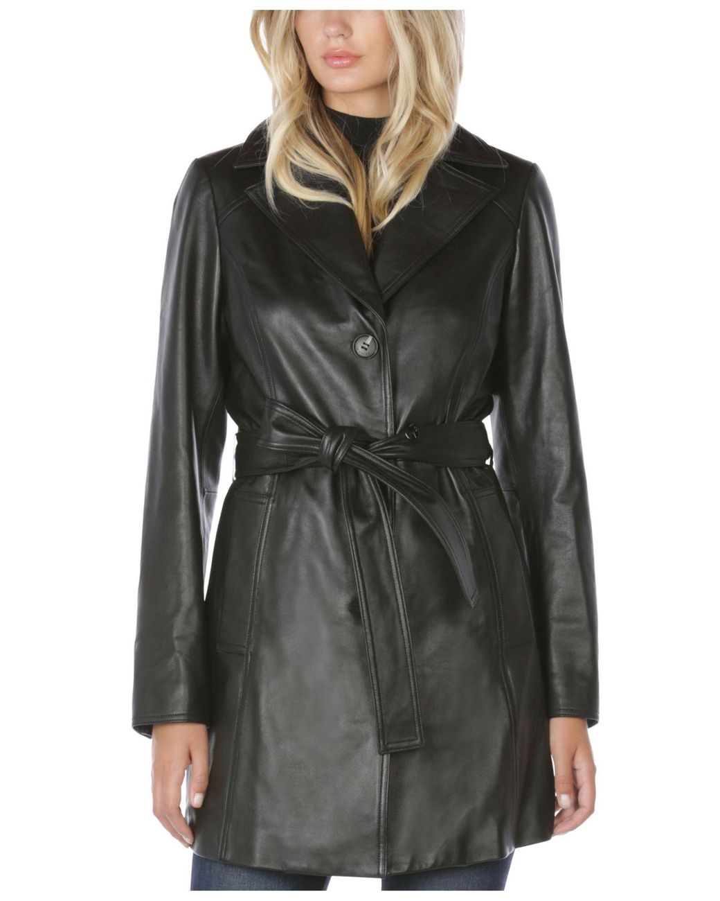 elie tahari vegan leather trench coat