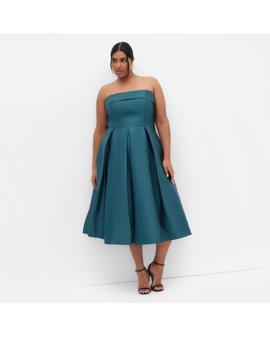 City Chic Tiffany Strapless Midi Dress in Blue | Lyst