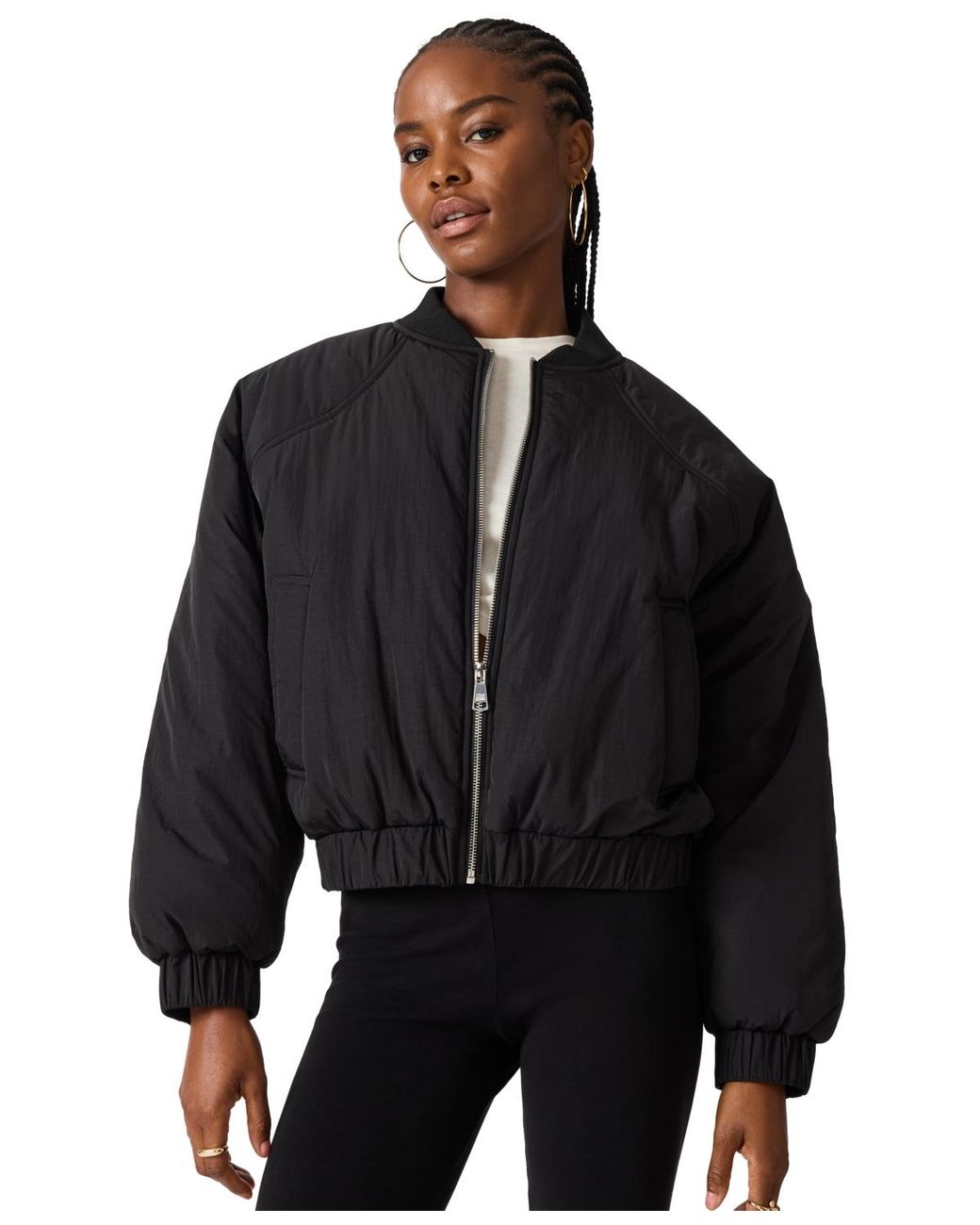 Steve Madden Black Adore Zip-front Jacket