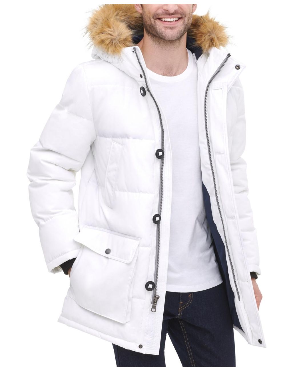 Tommy hilfiger men's arctic cloth full length quilted snorkel cheap jacket