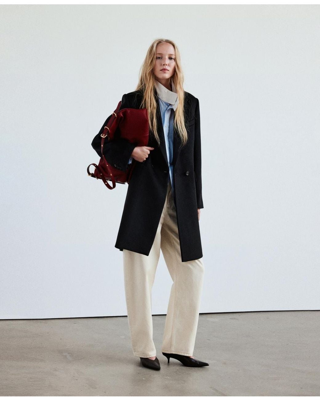 Double Up Shell Mango Double-breasted Wool-blend Coat in Black | Lyst