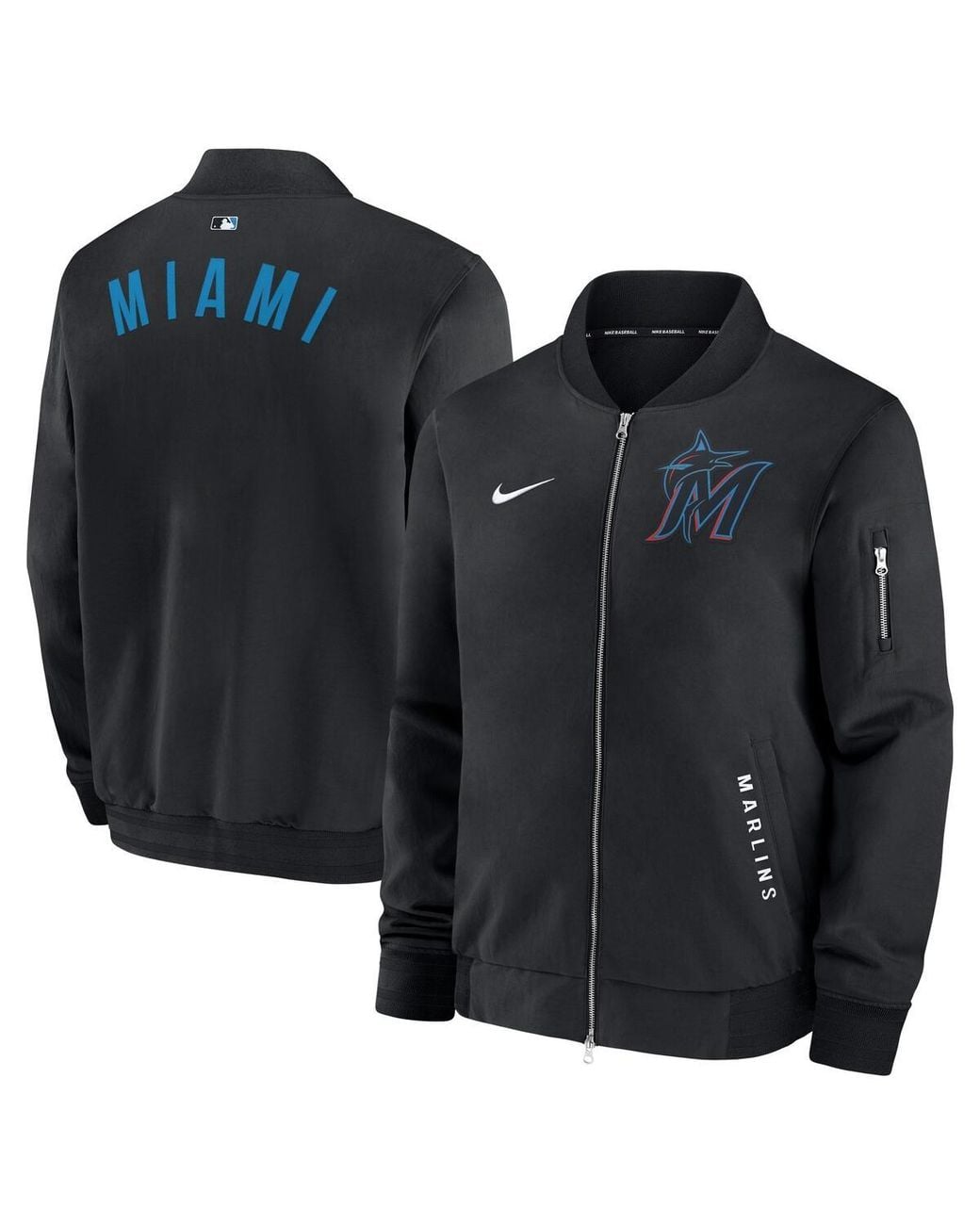 Nike Miami Marlins Authentic Collection Dugout Full-zip Bomber Jacket ...