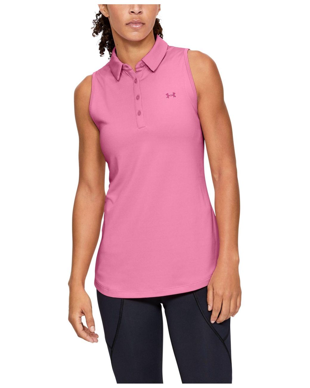Under Armour Synthetic Ua Zinger Sleeveless Golf Polo in Pink - Lyst