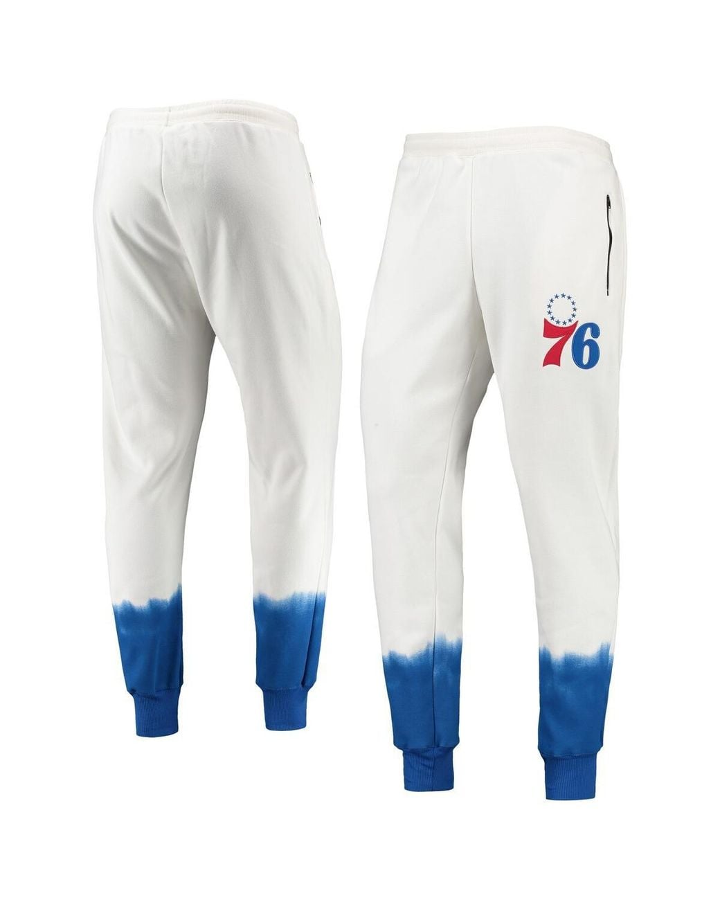 FISLL White Philadelphia 76ers Double Dribble Tie-dye Fleece jogger Pants for men