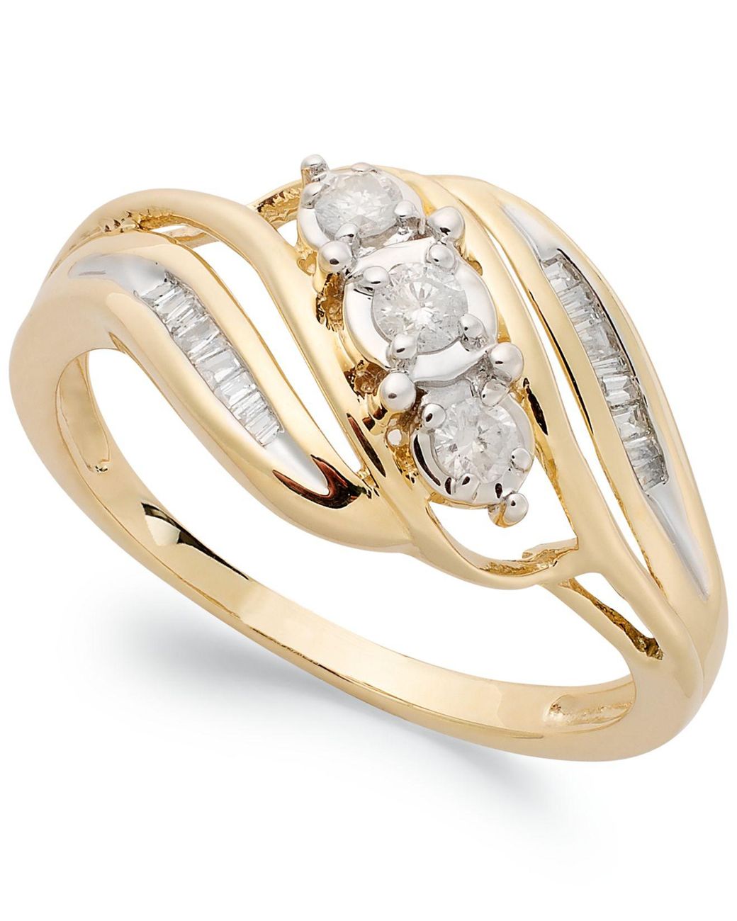  Macy s  Diamond  Three stone Ring  In 10k White Gold  1 5 Ct 