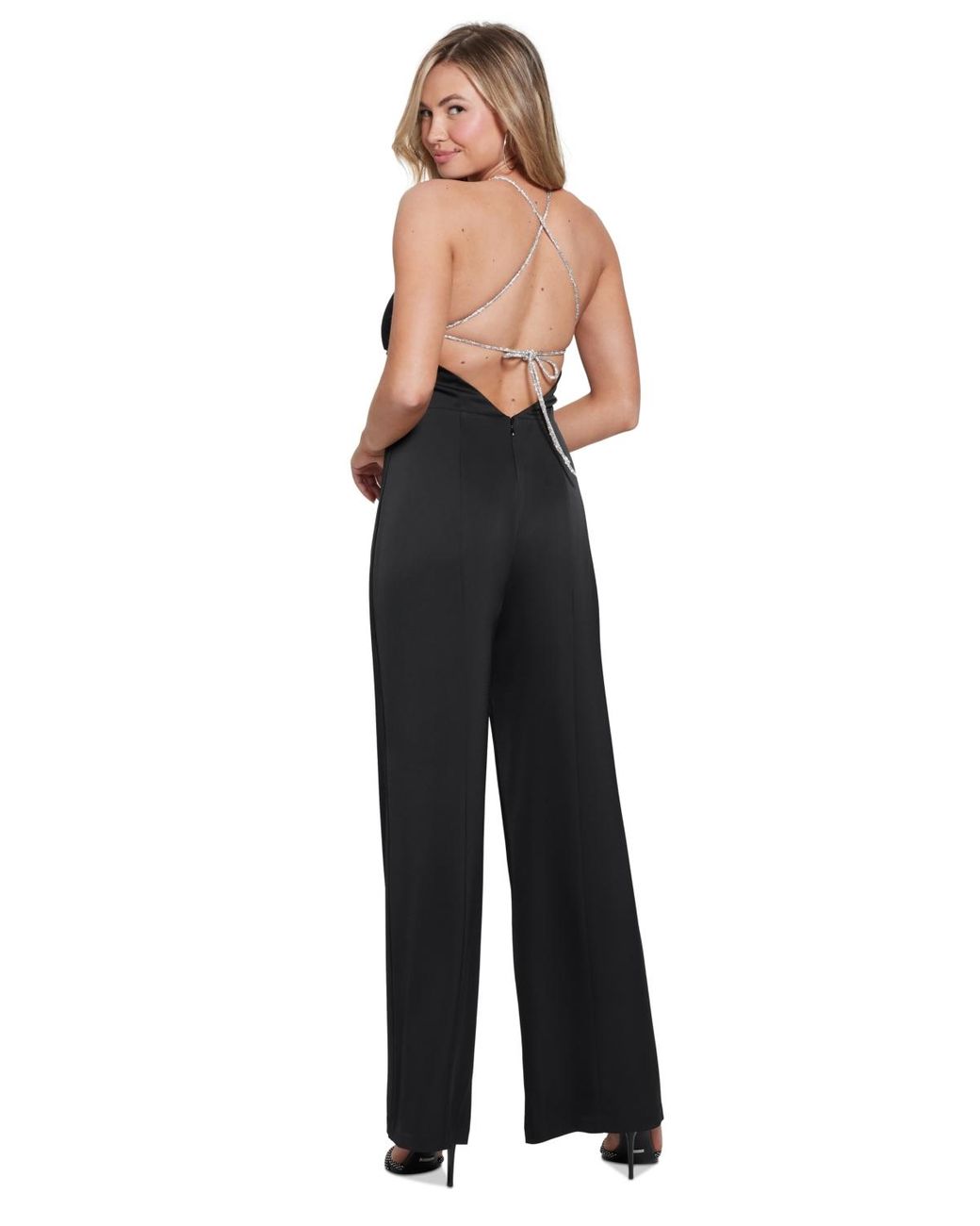 Guess Kandi Crystal-strap Sleeveless Jumpsuit in Black Lyst