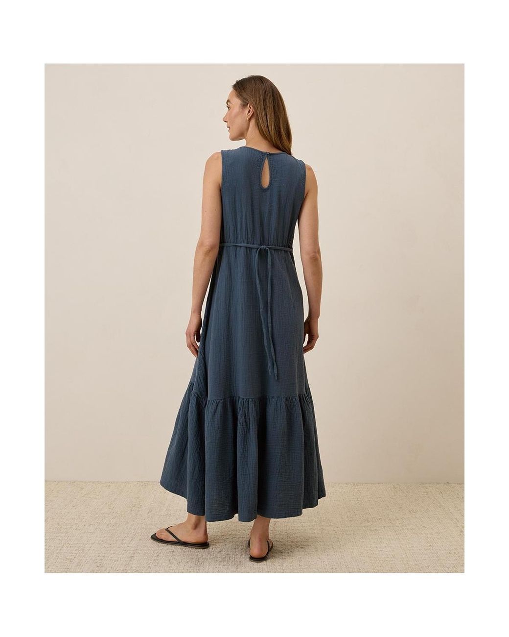 beach to brunch dress pact Organic Cotton Coastal Double Gauze in Blue Essense of Australia D4140 Black Halterneck Dress Size:dress size pants : 45 Made from 100% organic