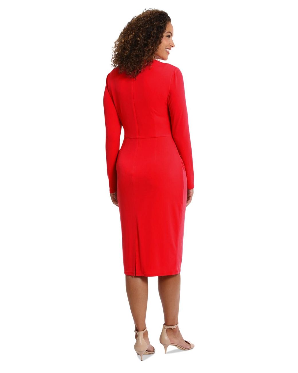 open lace back dress LONDON TIMES Twist Front Midi Dress
