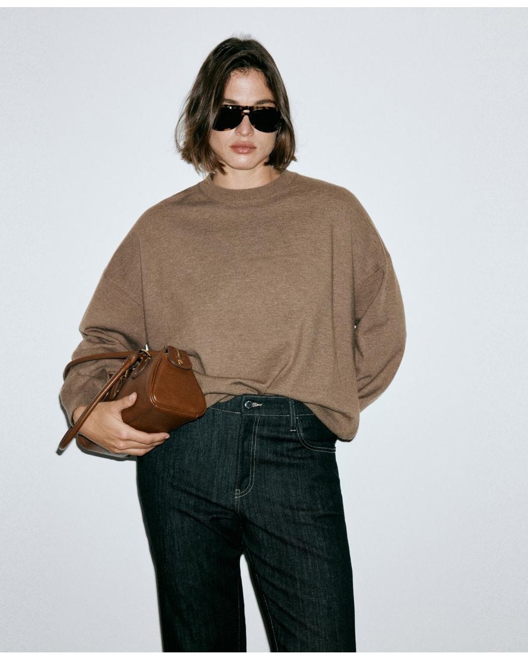 Mango Brown Oversized Long-sleeve Sweater