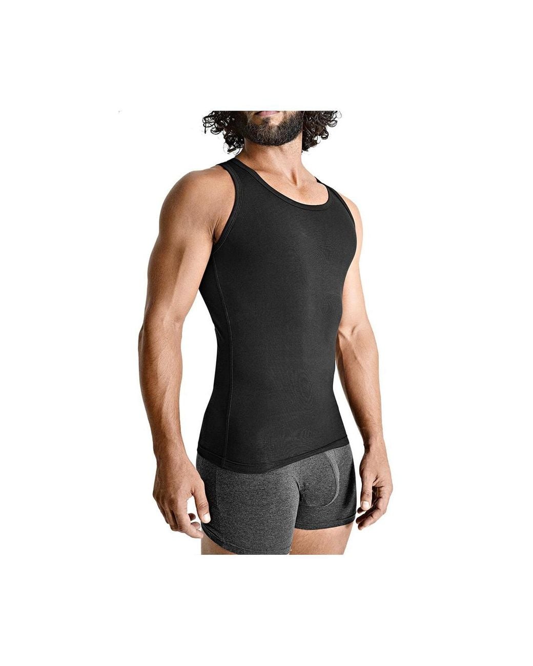 Rounderbum White Cotton Compression Tank Top for men