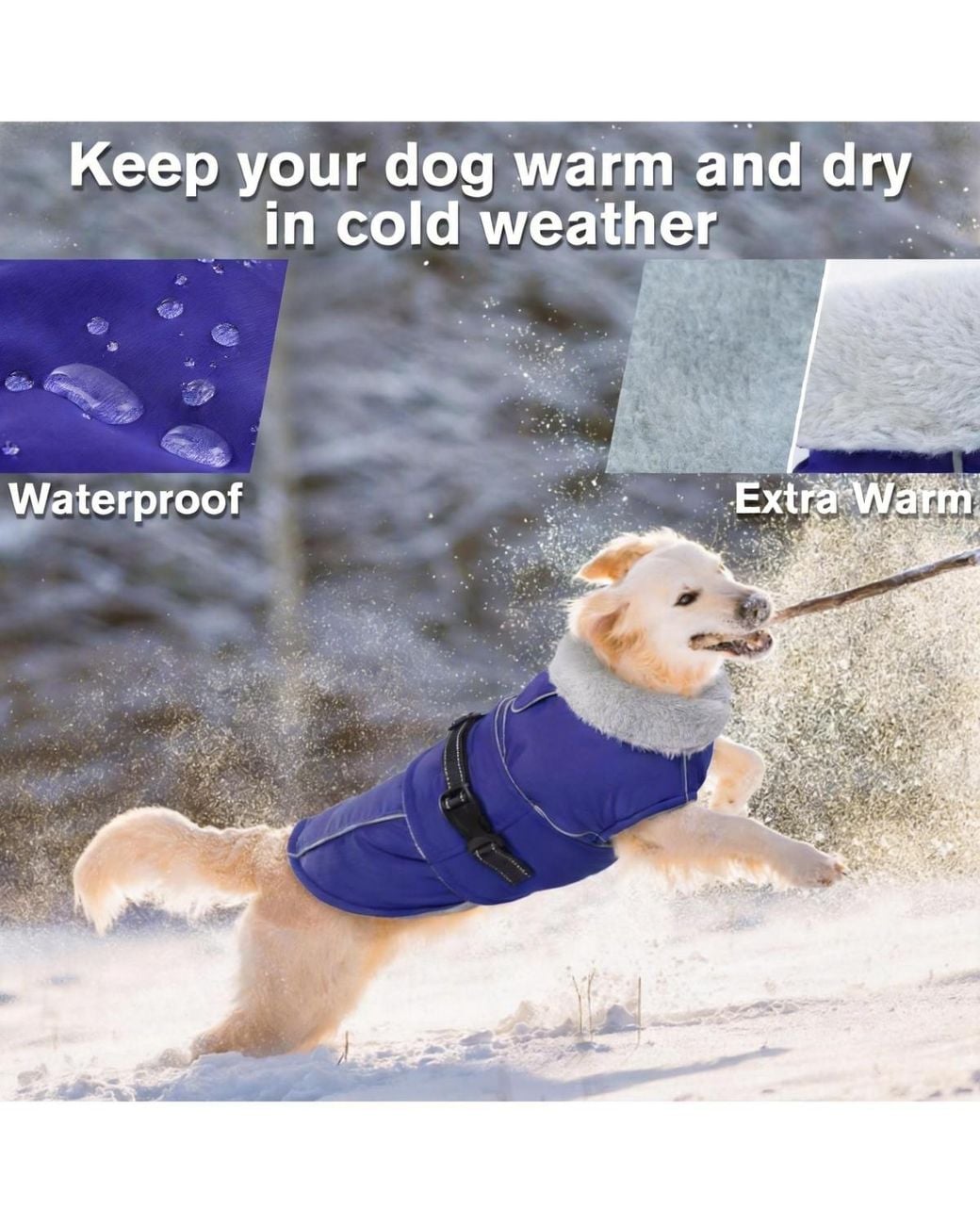 Aronkl Blue Reflective Waterproof Dog Jacket