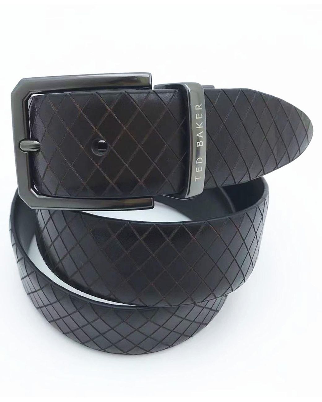 Ted Baker Black Embossed Reversible Leather Belt for men