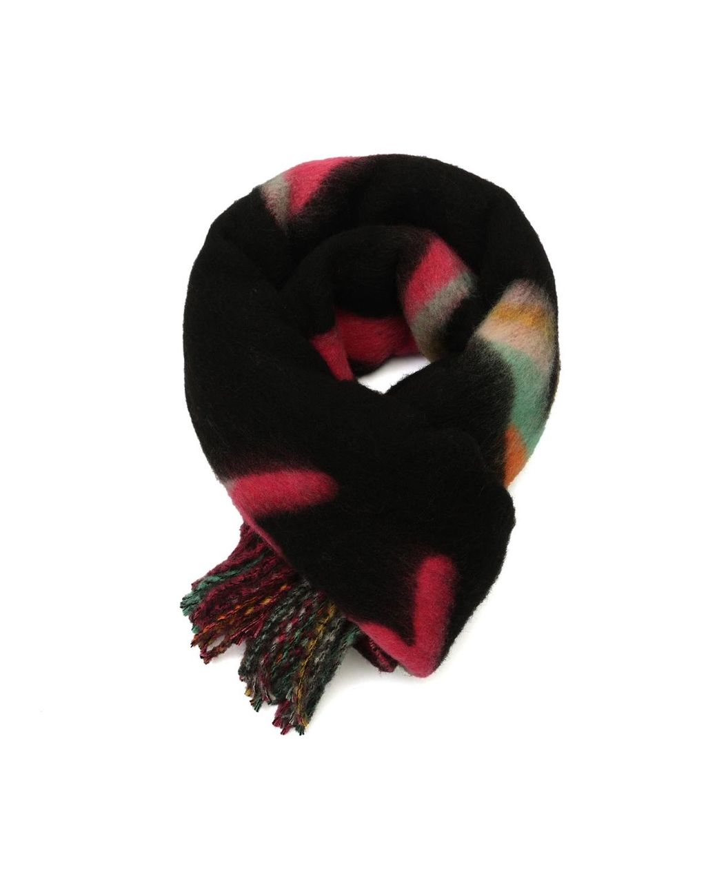 Kurt Geiger Black Plaid Script Logo Wrap Scarf