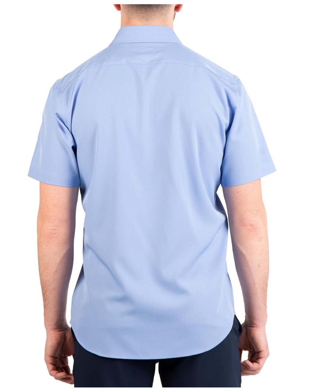 Tailorbyrd Blue Solid Performance Short Sleeve Shirt for men