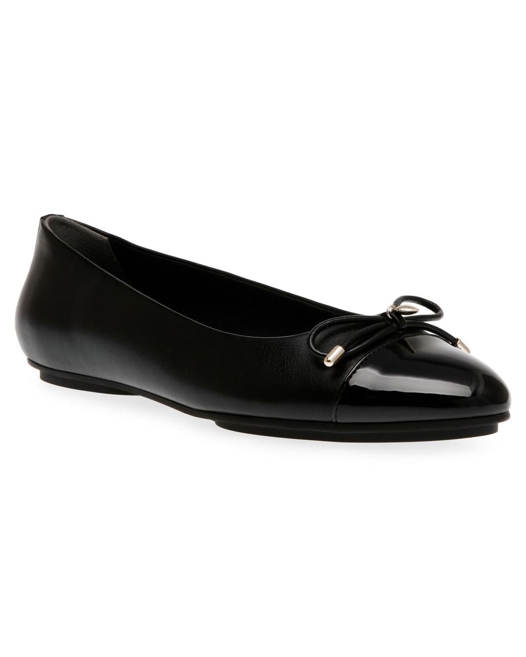 Anne Klein Black Luci Cap Toe Ballet Flats
