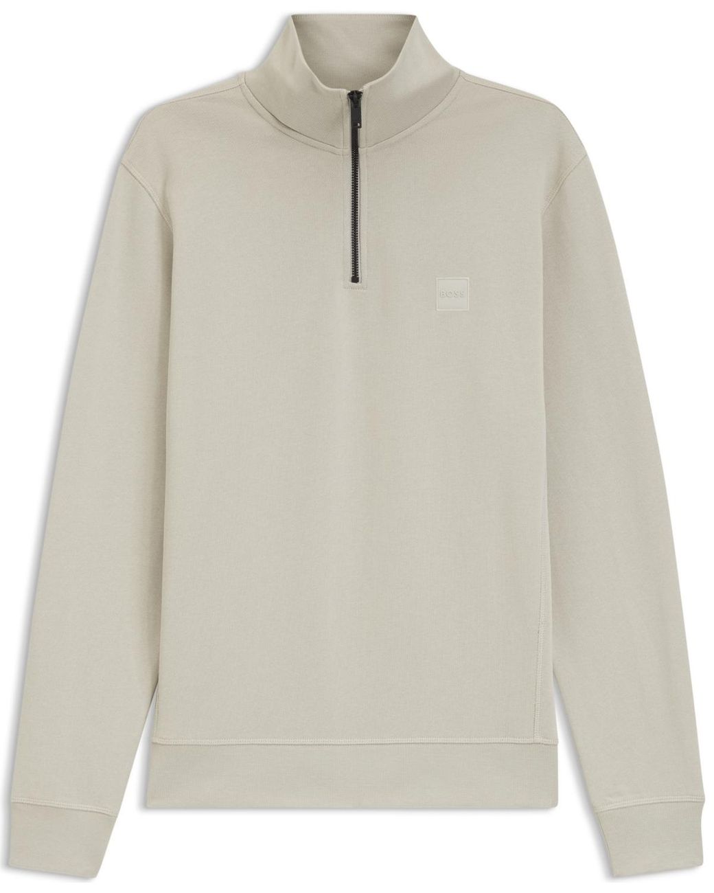Boss Gray Boss By Logo Patch Zip-neck Sweatshirt for men