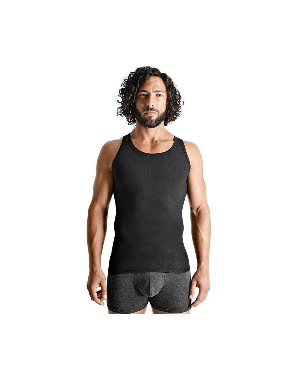 Rounderbum White Cotton Compression Tank Top for men