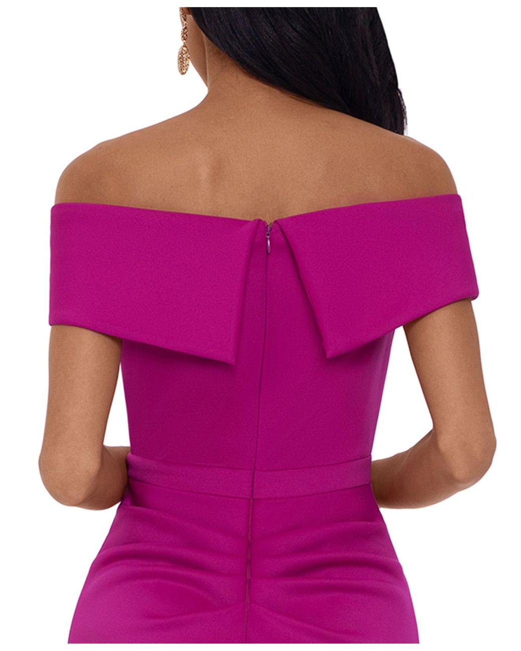 xscape waterfall ruffle dress