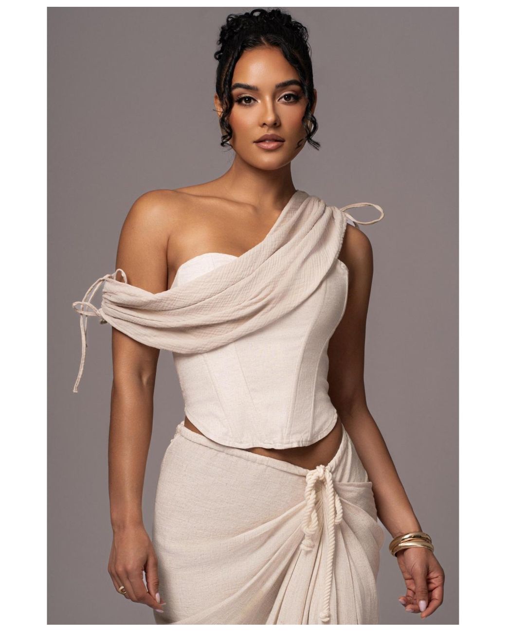 JLUXLABEL Brown New Obsession Draped Top