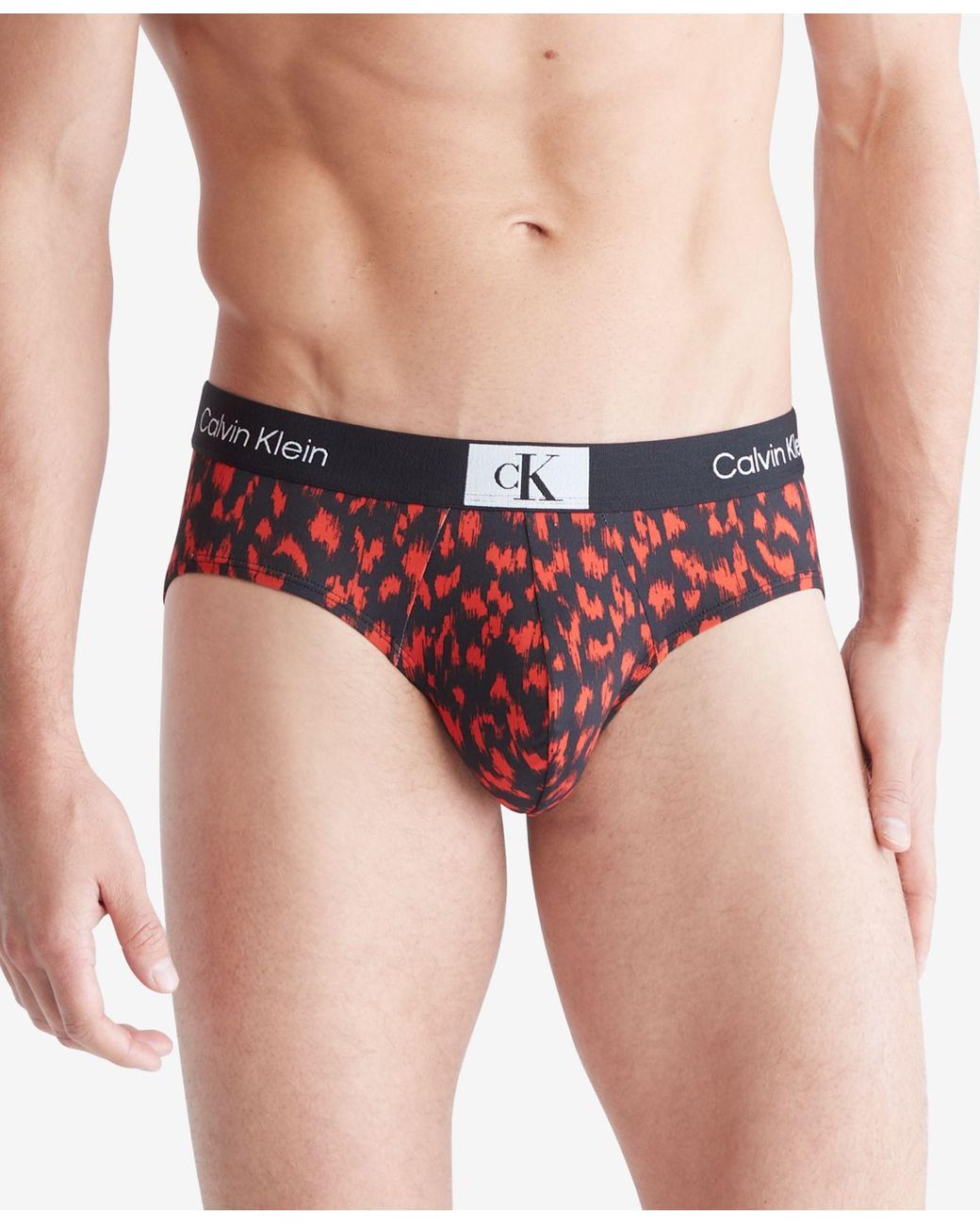 Calvin Klein 1996 Micro 3-pk. Hip Briefs Underwear in Red for Men