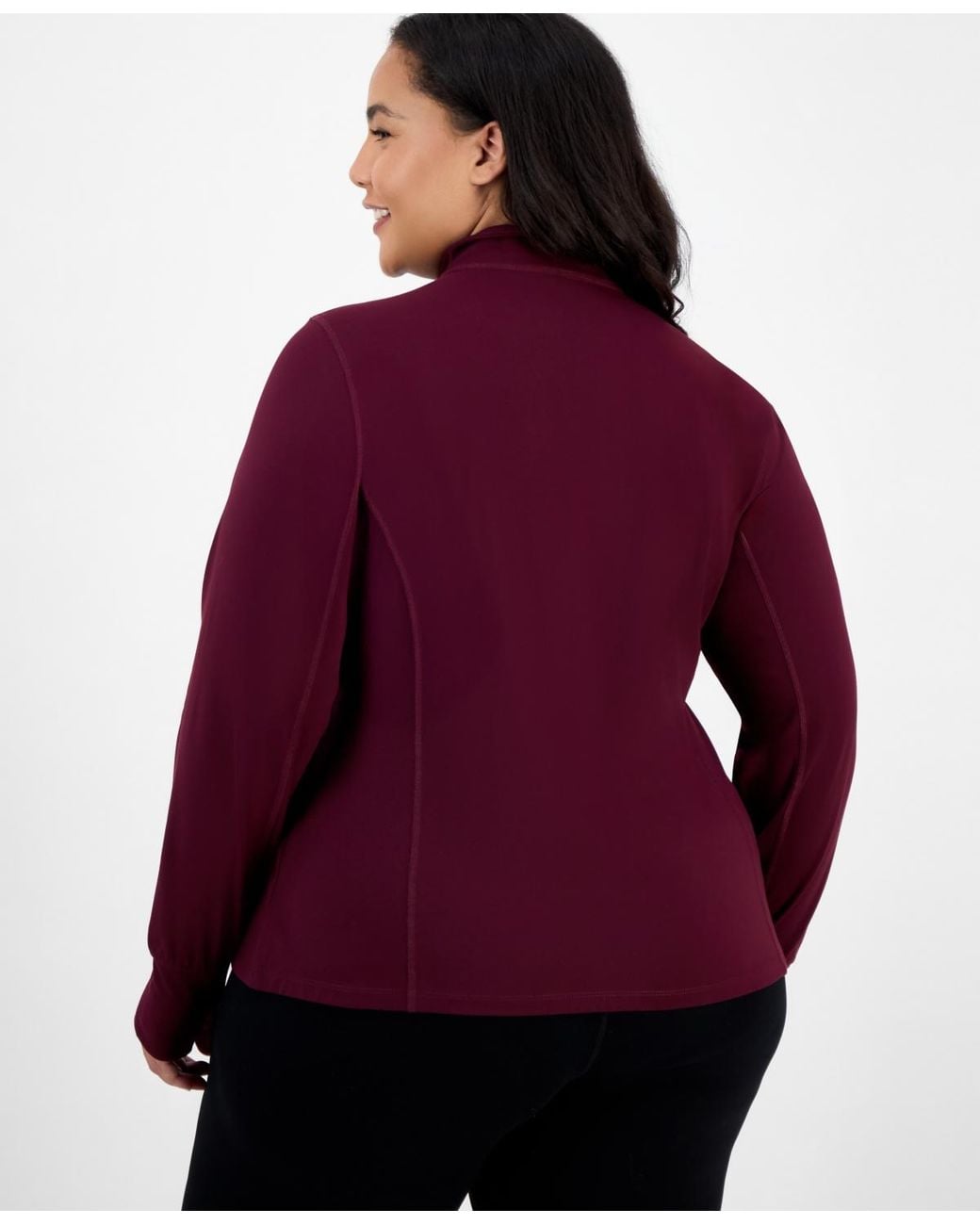 ID Ideology Purple Plus Size Soft Flex Solid Full-zip Jacket