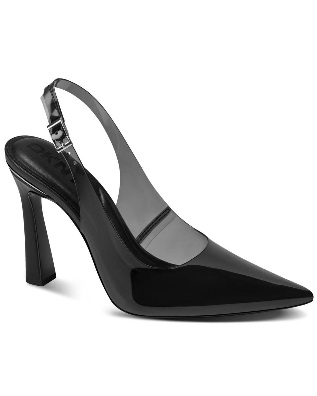 DKNY Black Cinette Vinyl Slingback Heels