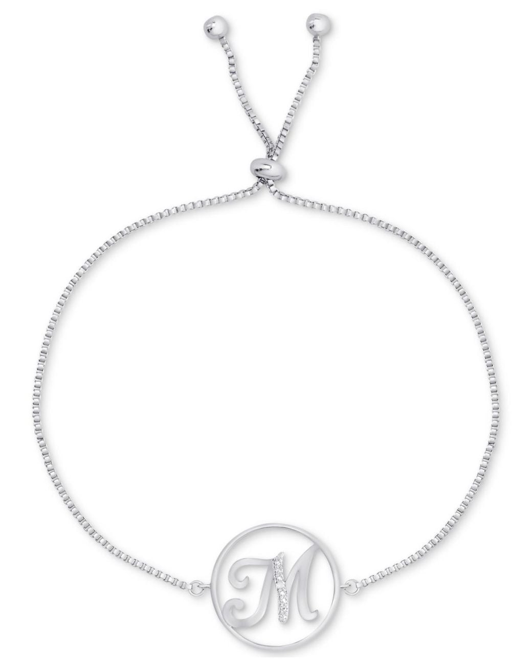 Macy's White Diamond Accent Initial Bolo Bracelet