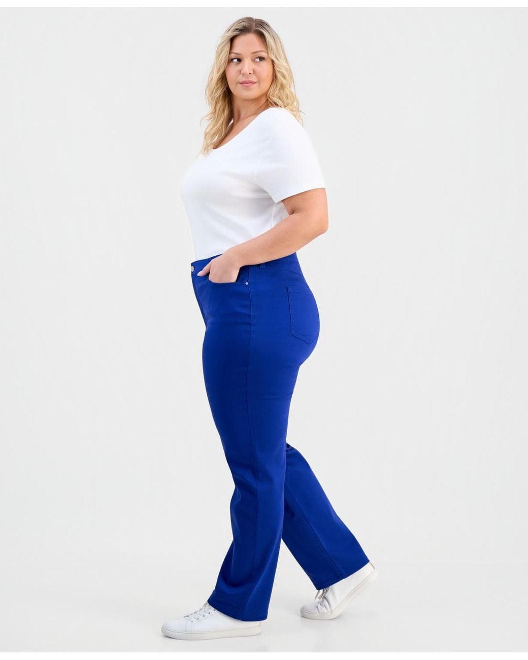 Jones New York Blue Plus Size Lexington High-rise Straight-leg Jeans