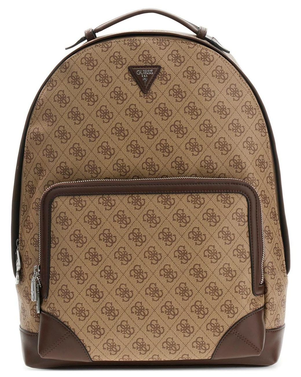 Guess Brown Milano Monogram Pattern Backpack for men
