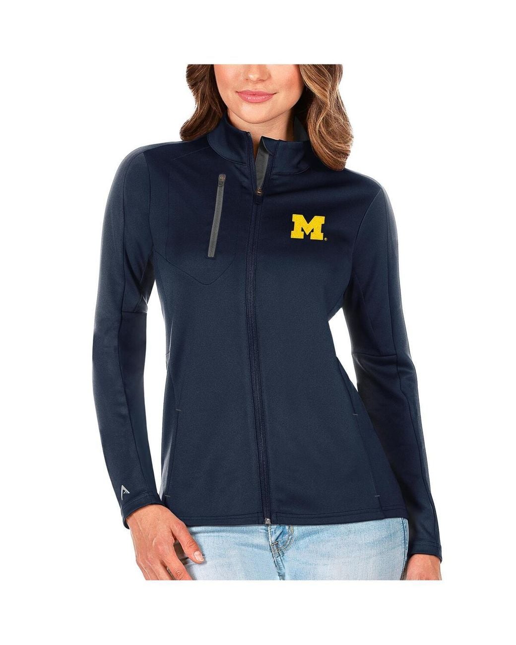 Antigua Blue /graphite Michigan Wolverines Generation Full-zip Jacket