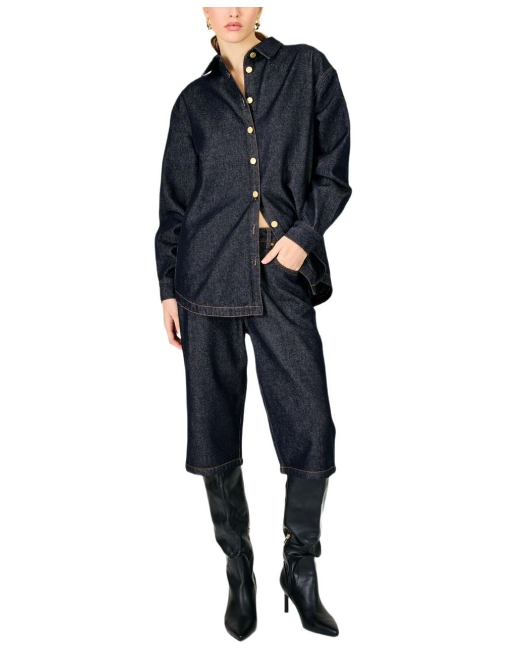Line & Dot Blue Roxie Mid-low Jorts