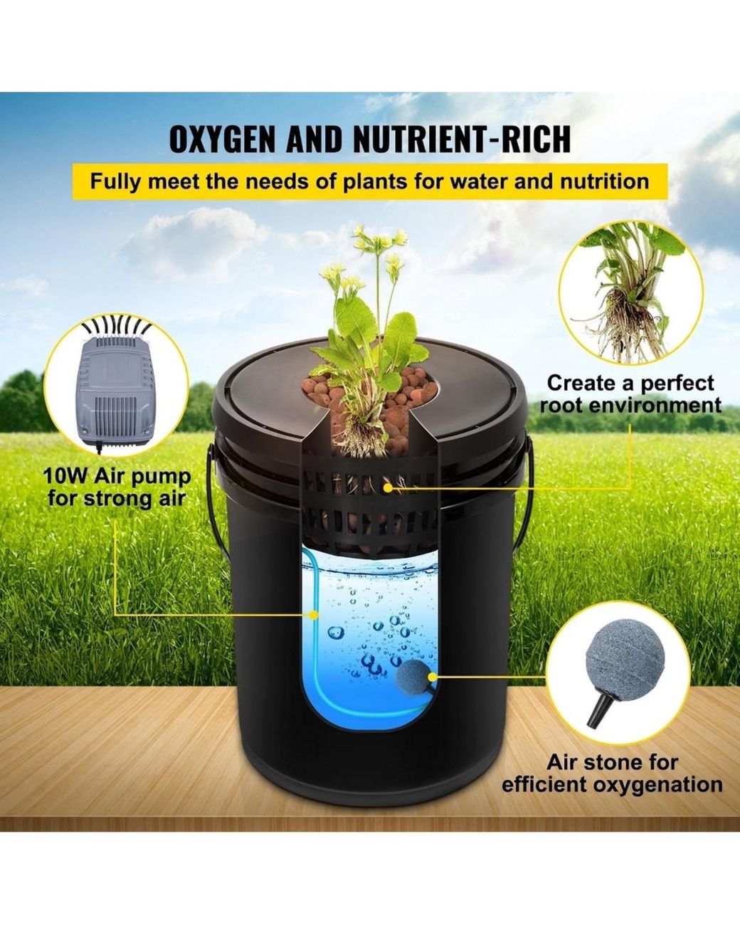 SUGIFT Black Dwc Hydroponic System