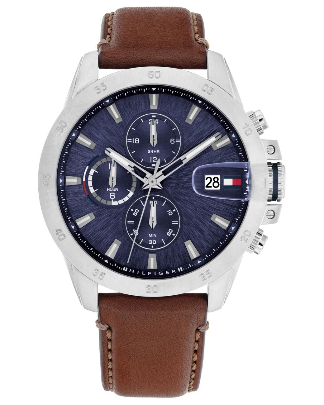 Tommy Hilfiger Blue Multifunction Leather Strap Watch for men