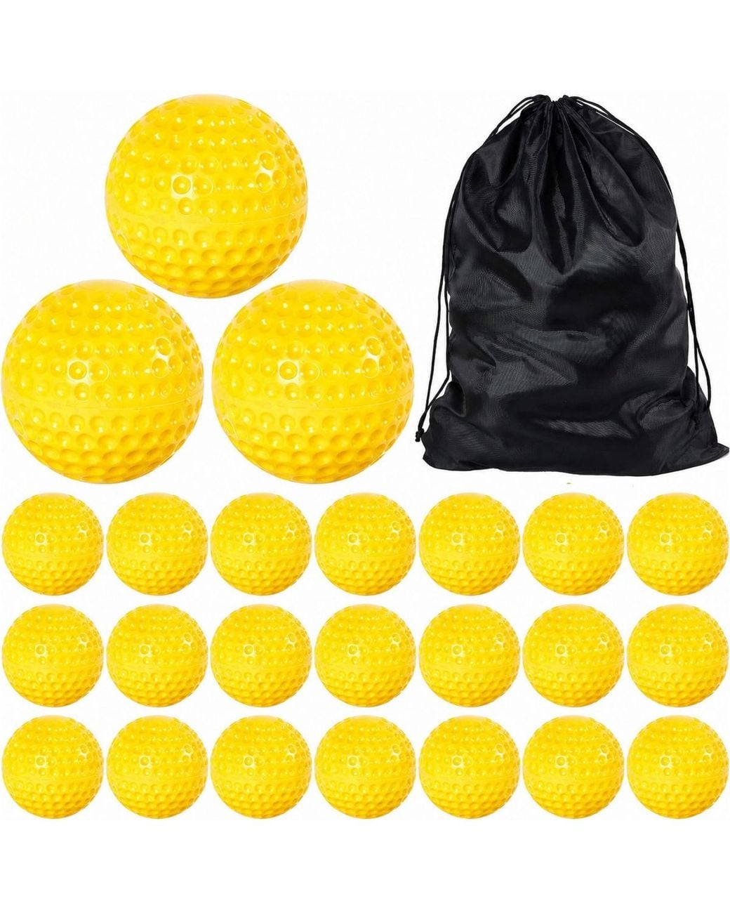 Peneyon Yellow 24 Pack Dimpled Practice Softballs For Pitching Machines Training