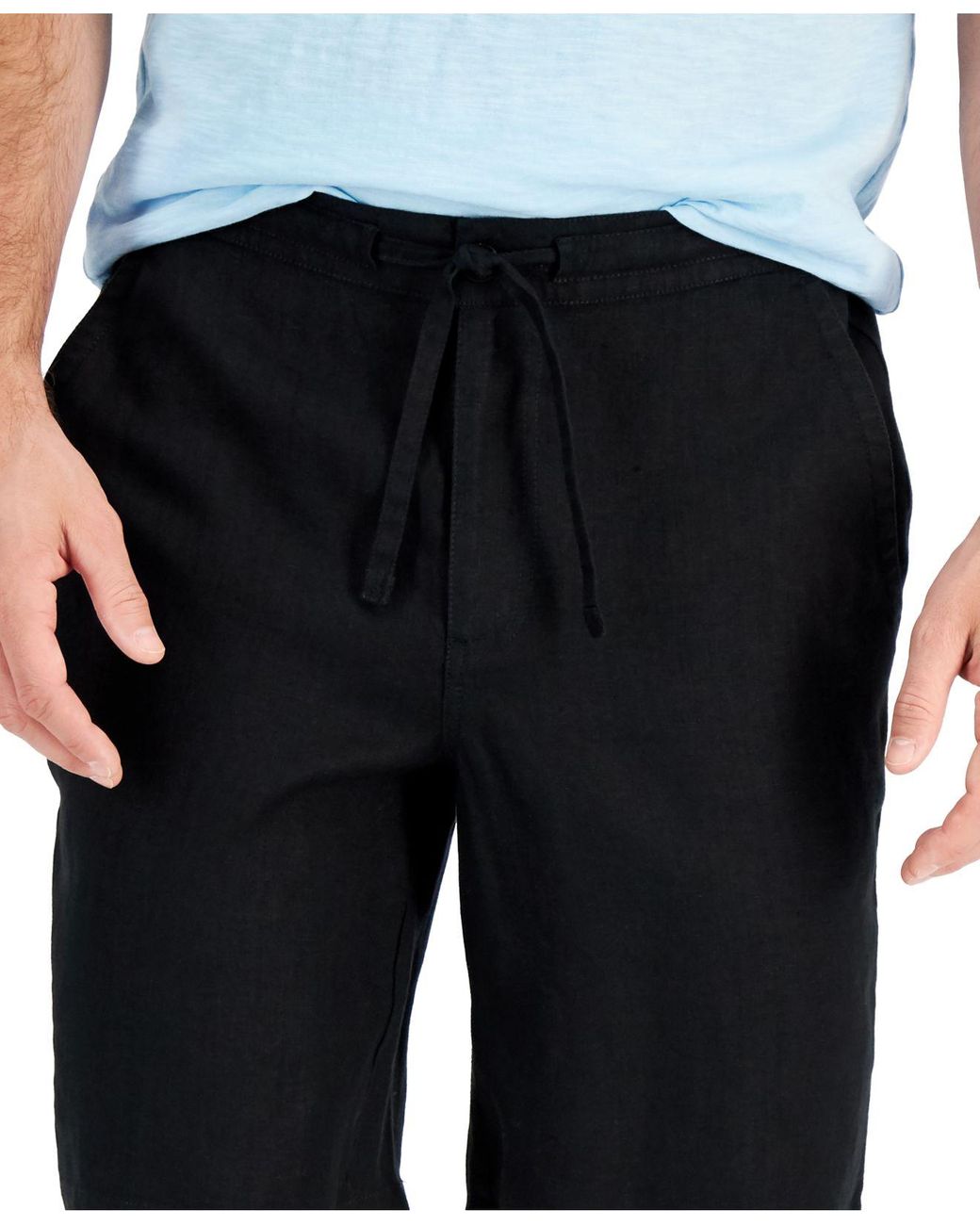 Club Room Linen Drawstring Shorts Created For Macy s in Black for