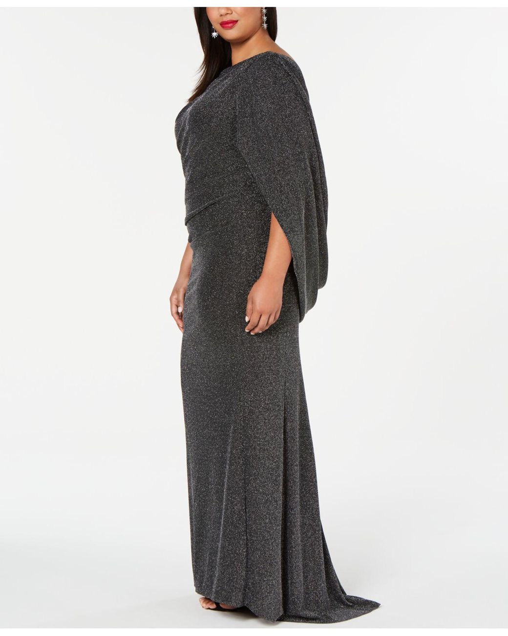 betsy & adam plus size capelet gown