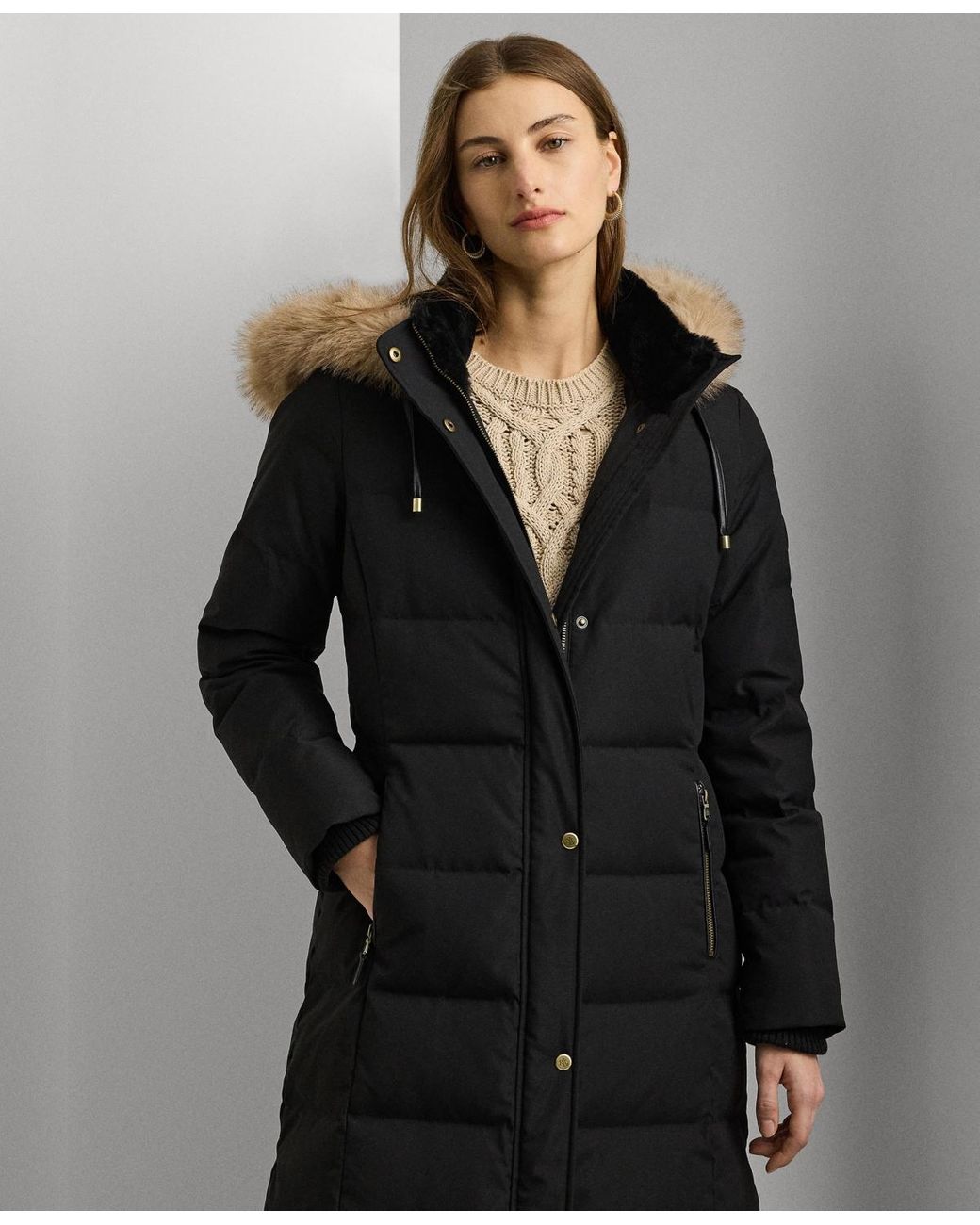 【Ralph Lauren】Maxi Faux-Fur Hooded Puffer Coat◆国内発送◆ ralph-lauren-Black-Maxi-Faux-