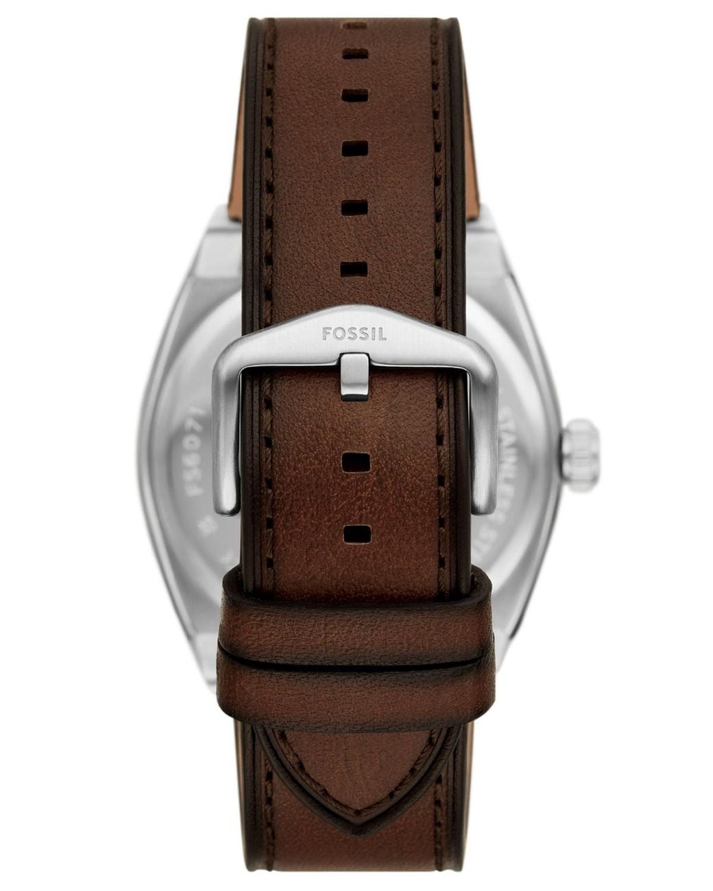 Fossil Metallic Everett Three-hand Date Leather Watch 42mm for men