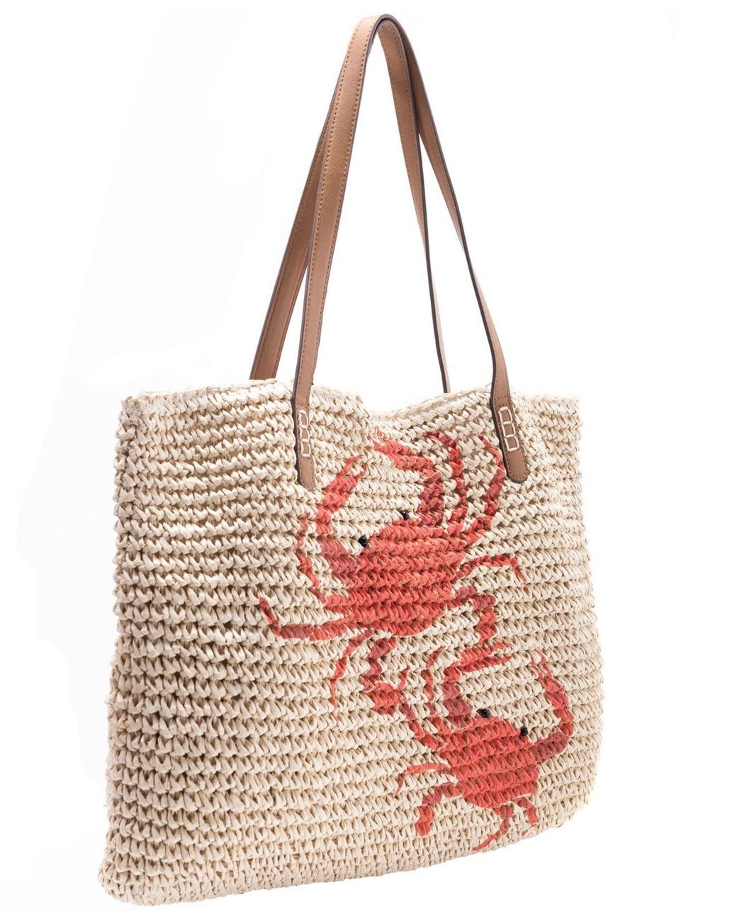 INC International Concepts Large Straw Pom Pom Accented Tote Bag 