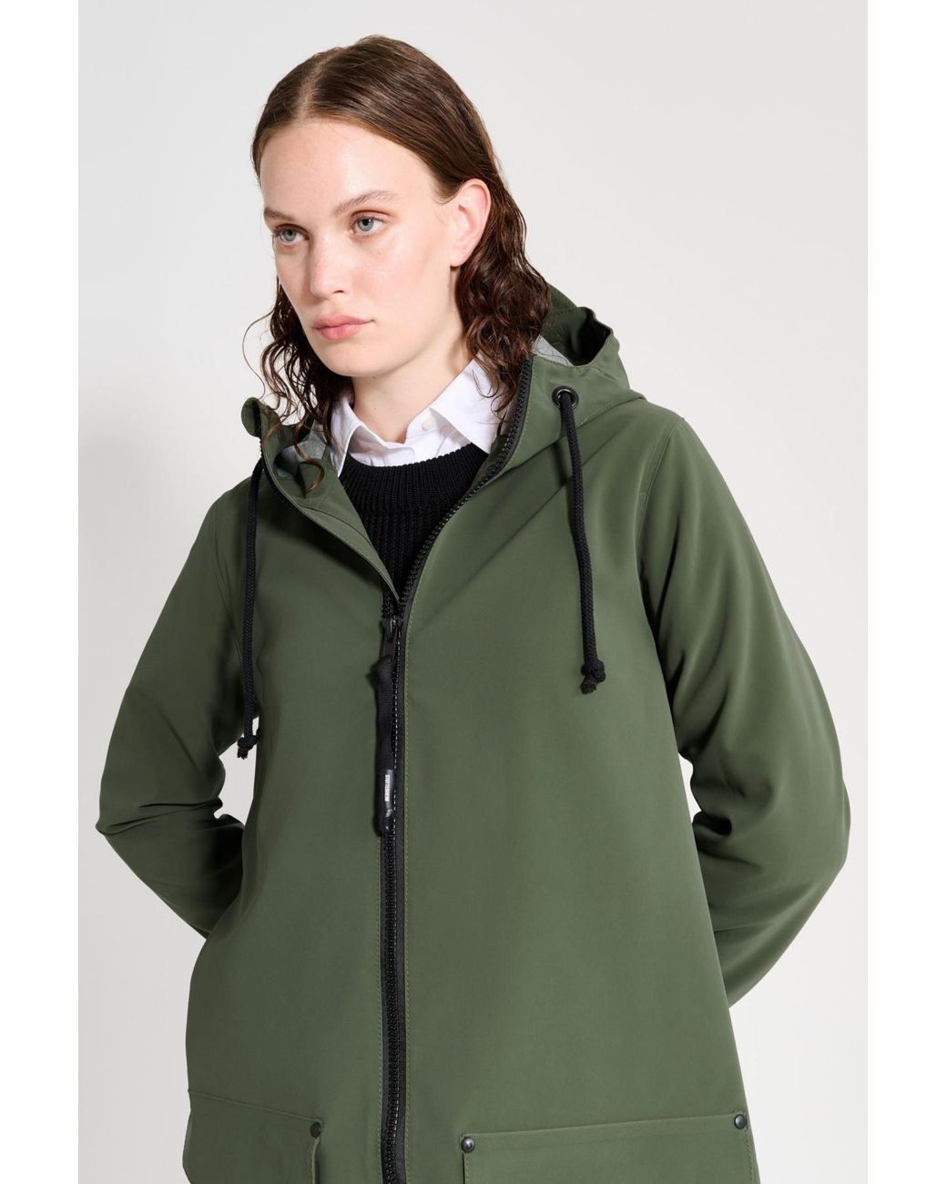 Stutterheim Green Mosebacke Patch Matte Raincoat